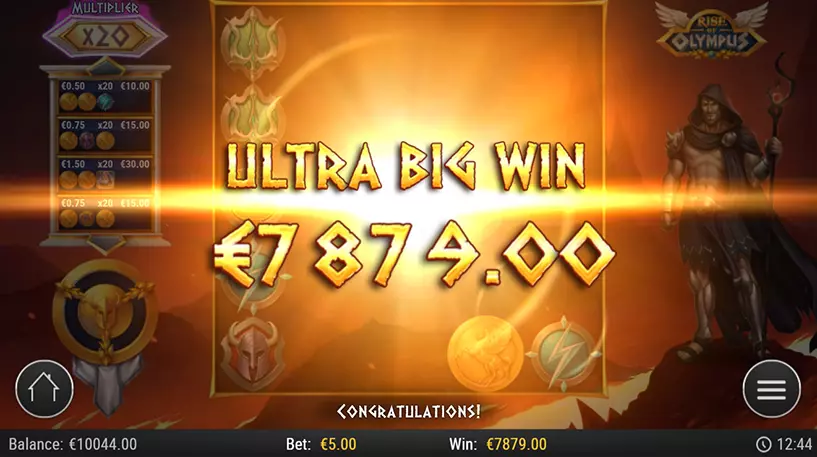 Большой выигрыш в слоте Rise of Olympus